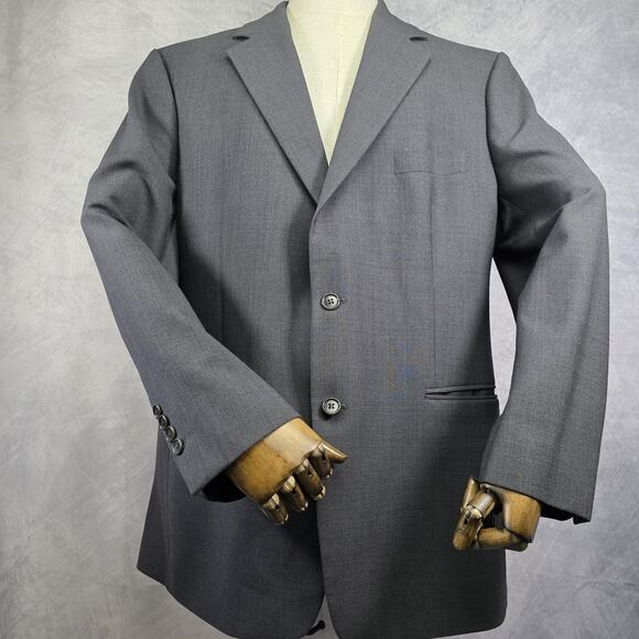 Brooks Brothers Blazer Mens 44R Gray 346 Stretch Wool Two Button Notch Lapel - Picture 1 of 16